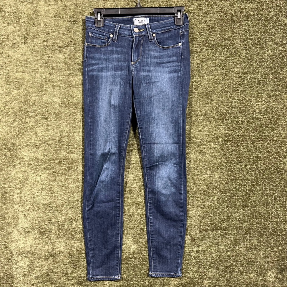 Paige Verdugo Ankle Jeans Womens 25 Dark Blue Skinny Mid Rise Denim